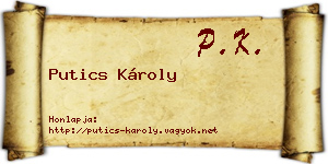 Putics Károly névjegykártya