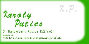 karoly putics business card